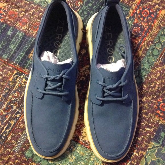 Cole Haan Men's 4.Zerogrand Regatta Blue Leather Boat Shoes -11.5M - New in Box